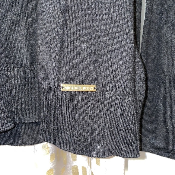 MK: black designer sweater with suede wrist bow - Picture 3 of 8